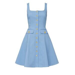 COLOR ME COURTNEY Alle‎ Blue Canvas Utility Dress Women's SIZE 4